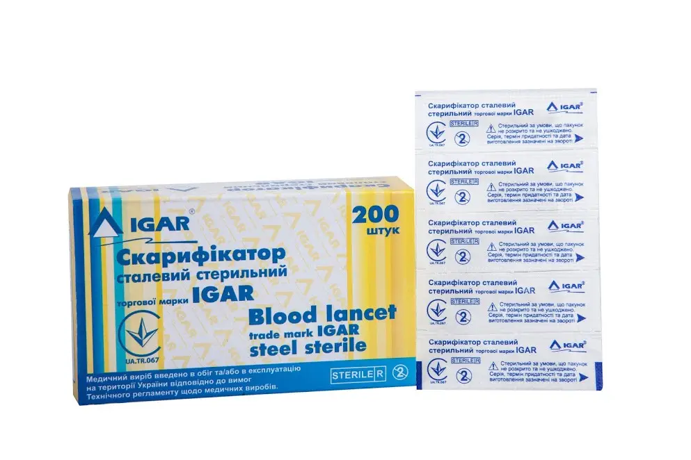 Скарифікатор сталевий стерильний IGAR 200 шт/уп.