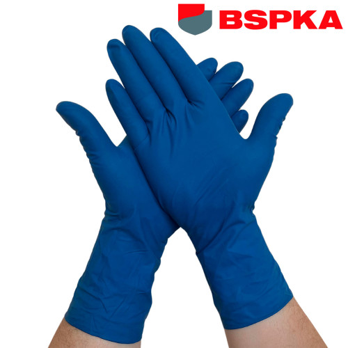 Рукавички латексні оглядові нестерильні неприпудрені надміцні BSPKA Hіgh Risk щільність 14 - Image 2