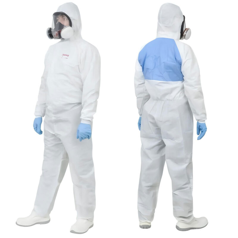 BeSafePro EXPERT (PP+microPE+SMS) Disposable Protective Coveralls with a Breathable Back, Dust-Proof, and Protection Against Splashes of Liquid Chemicals