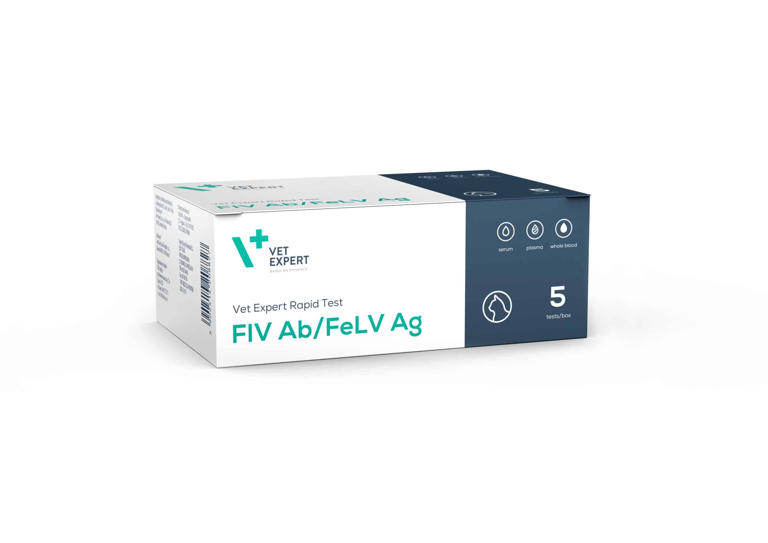 Vet Expert FiV Ab/FeLV Ag – швидкий тест для якісного виявлення антитіл проти вірусу імунодефіциту котів (FIV) і антигену вірусу лейкемії котів (FeLV) у сироватці, плазмі або цільній крові 5 шт